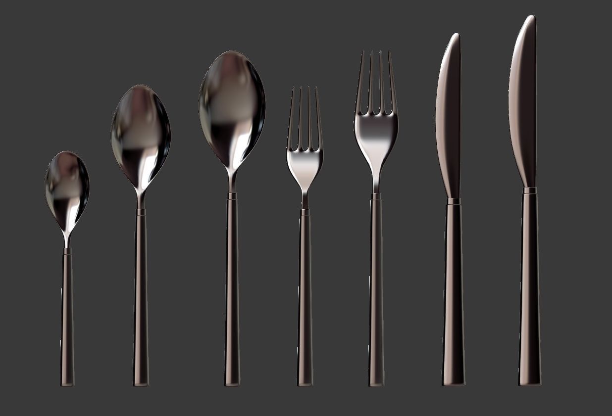 Cutlery Set V2 3D model_3