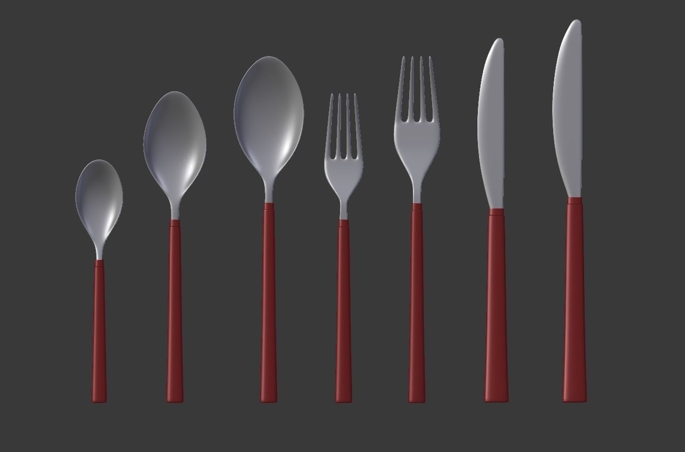Cutlery Set V2 3D model_8