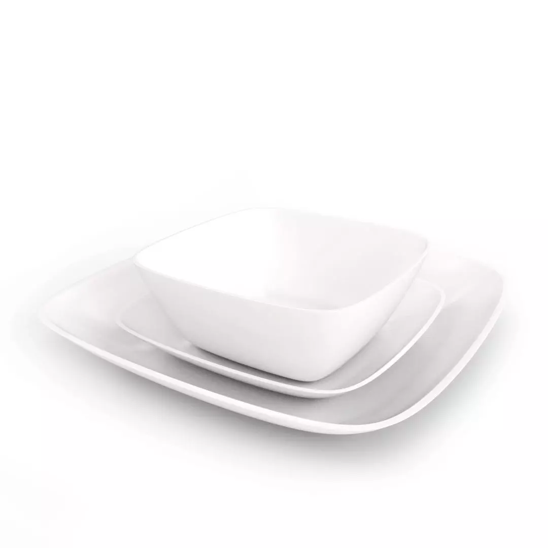 Square Plate Set 3D model_0