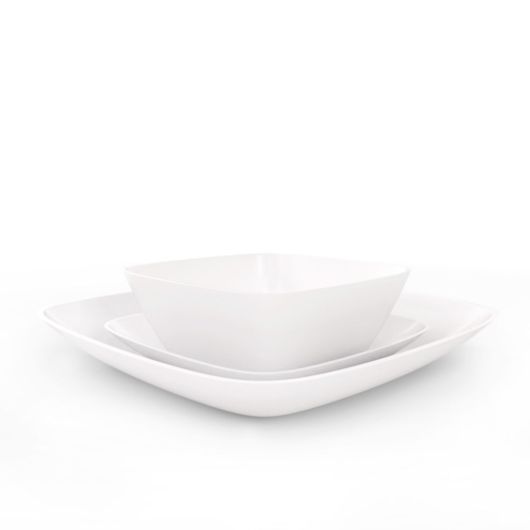 Square Plate Set 3D model_2