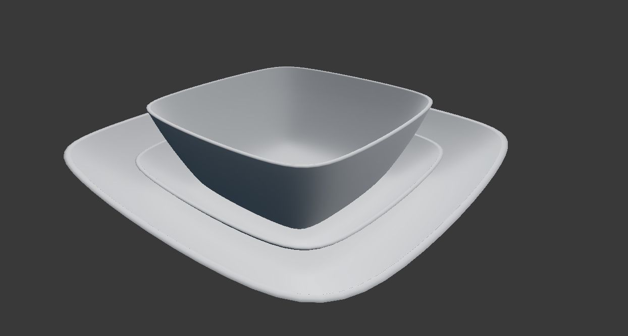 Square Plate Set 3D model_6