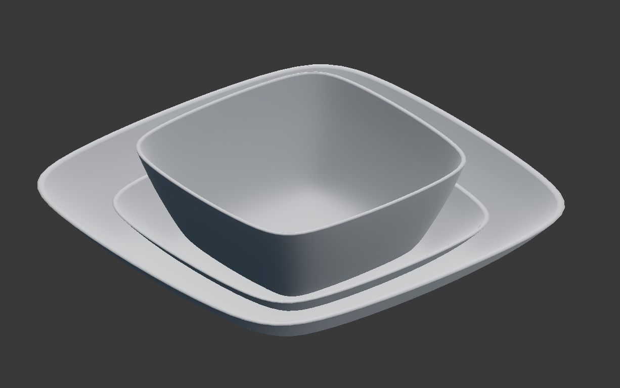 Square Plate Set 3D model_3