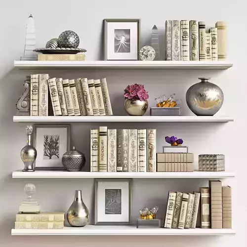 Decor set 1 bookshelves for living room 3D model