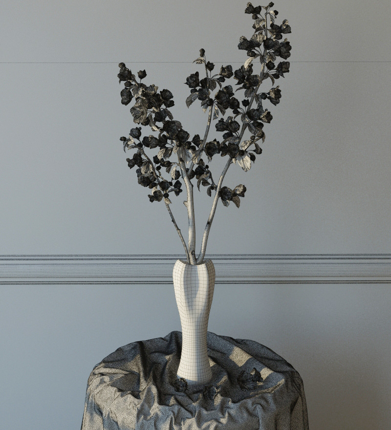 Branch with flowers 3D model_4