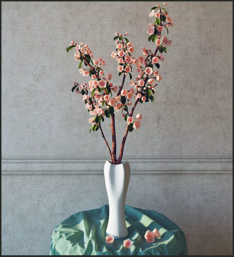 Branch with flowers 3D model_0