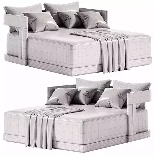 Matira Teak Daybed Sunlounger Outdoor Low-poly 3D model 7