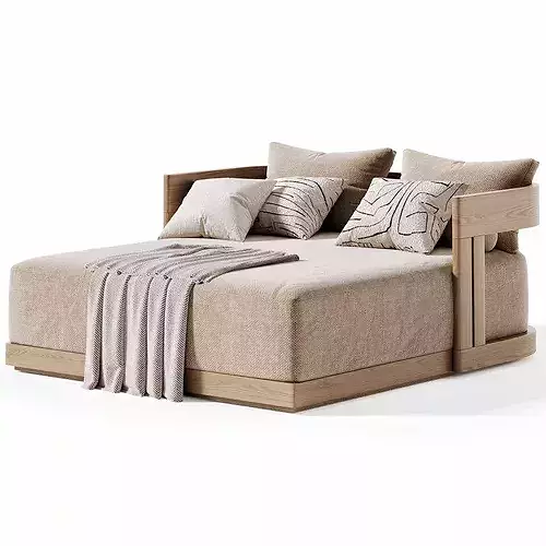 Matira Teak Daybed Sunlounger Outdoor Low-poly 3D model 5