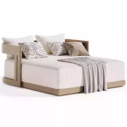 Matira Teak Daybed Sunlounger Outdoor Low-poly 3D model 6