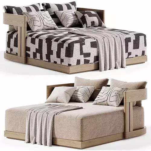 Matira Teak Daybed Sunlounger Outdoor Low-poly 3D model 4