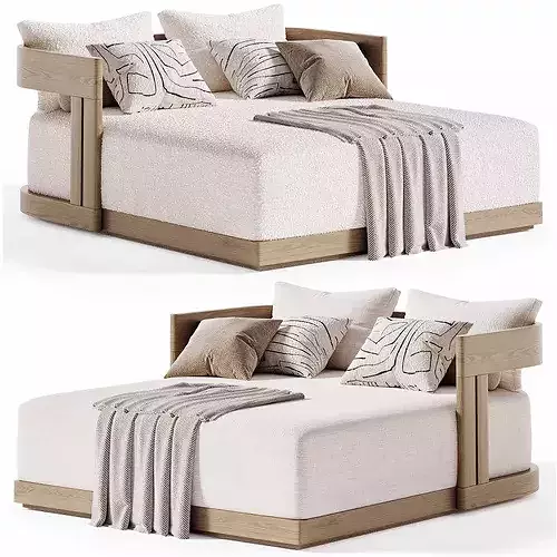 Matira Teak Daybed Sunlounger Outdoor Low-poly 3D model 3