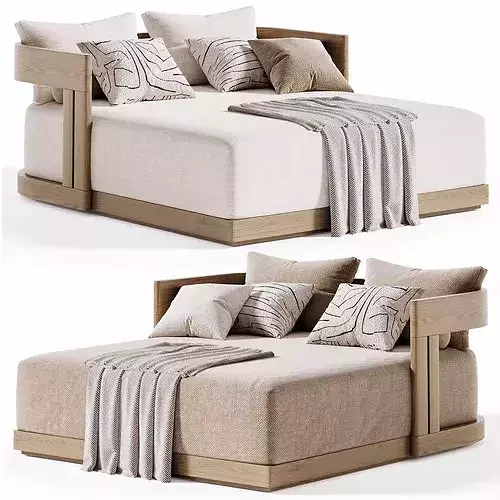Matira Teak Daybed Sunlounger Outdoor Low-poly 3D model