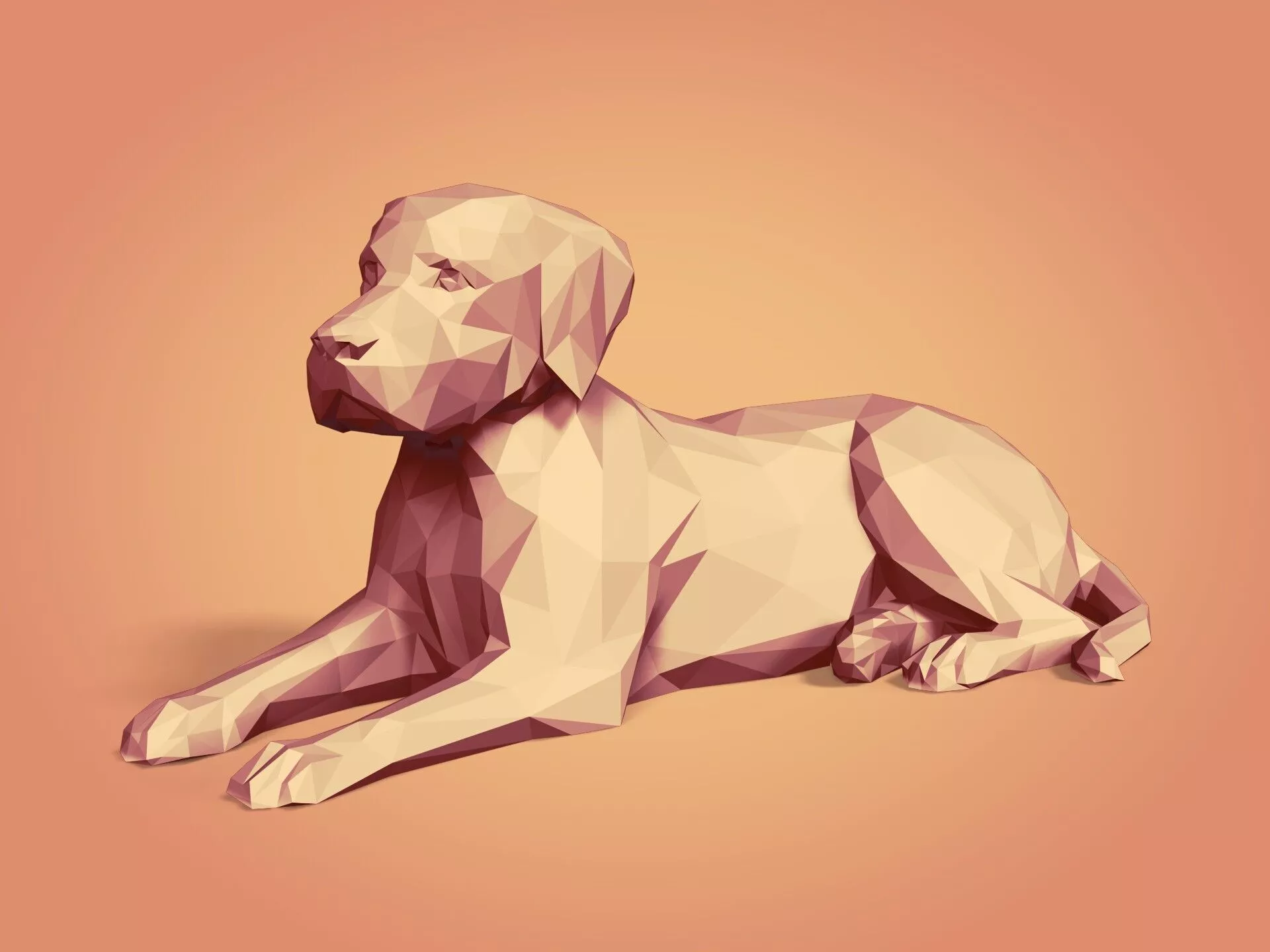 Polygonal Dog - Labrador Figurine -- Ready for 3D Printing 3D print model