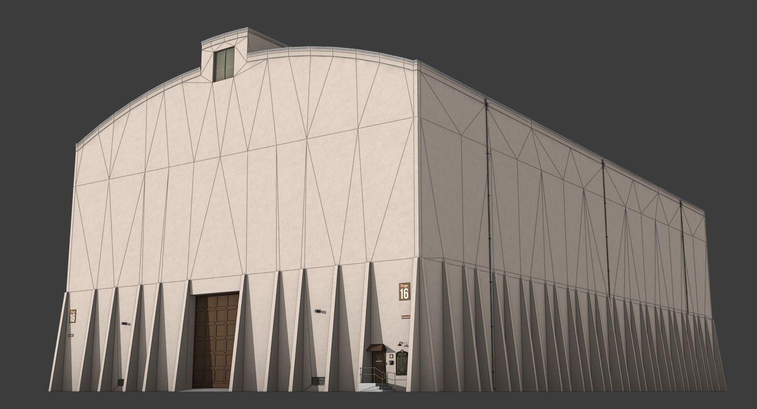 Warner Brothers Sound Stage Building Low-poly 3D model_8