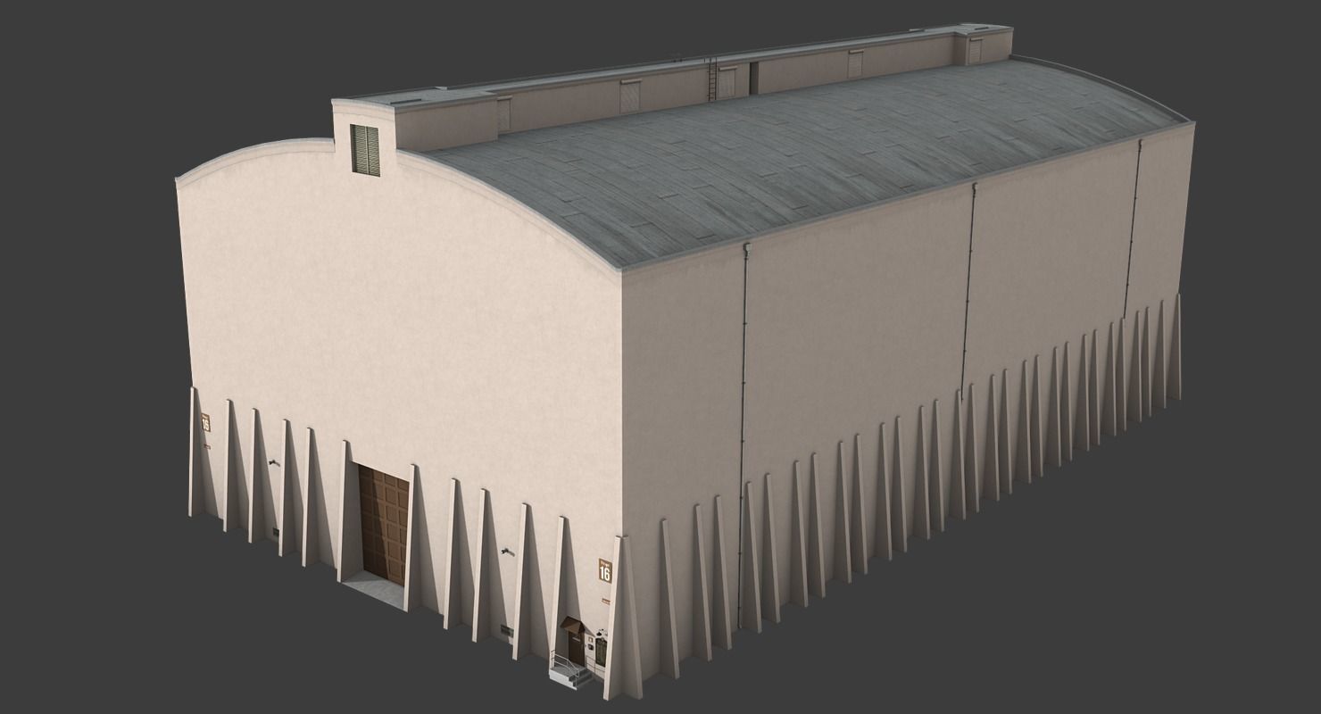 Warner Brothers Sound Stage Building Low-poly 3D model_10