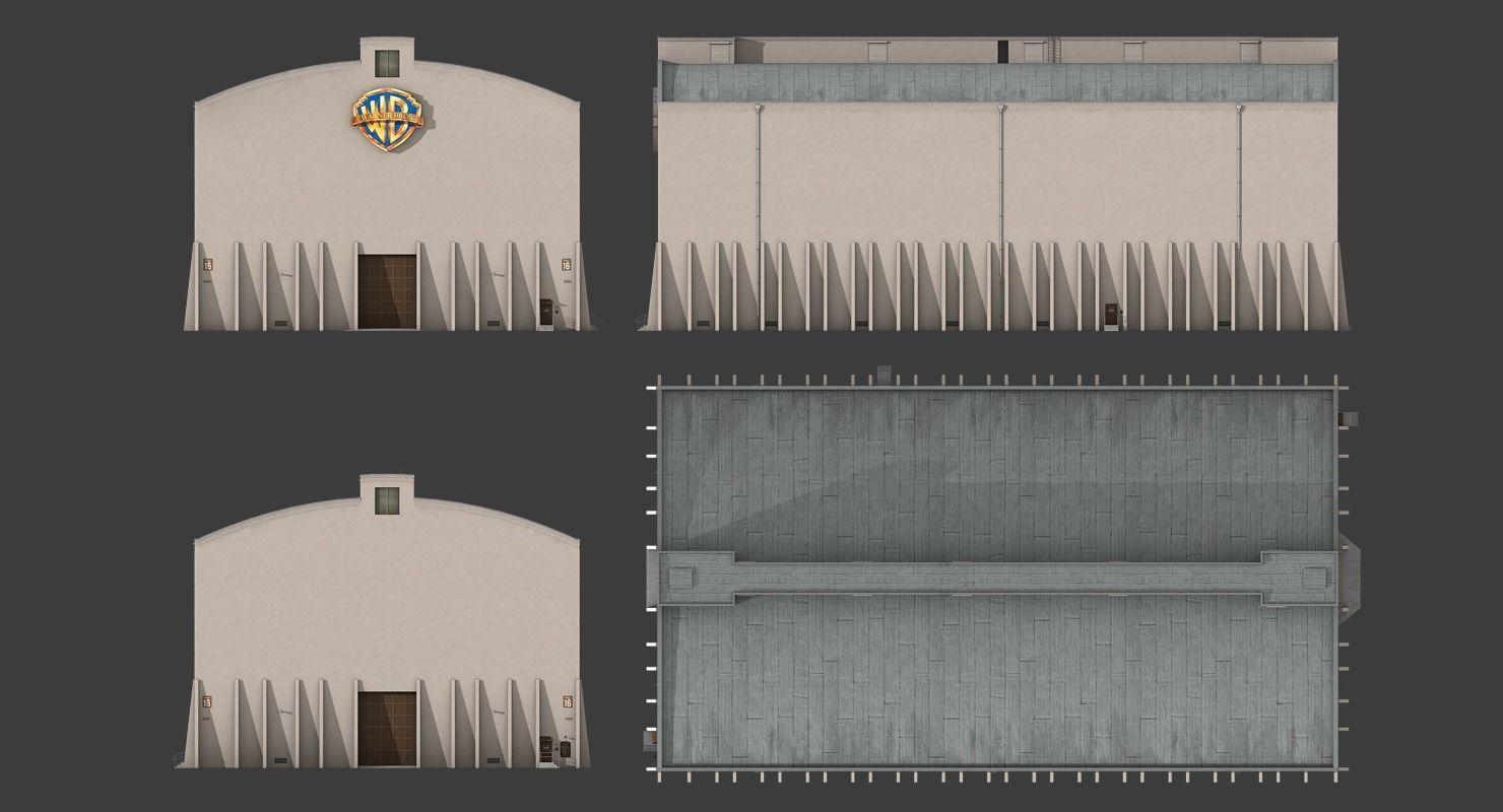 Warner Brothers Sound Stage Building Low-poly 3D model_11