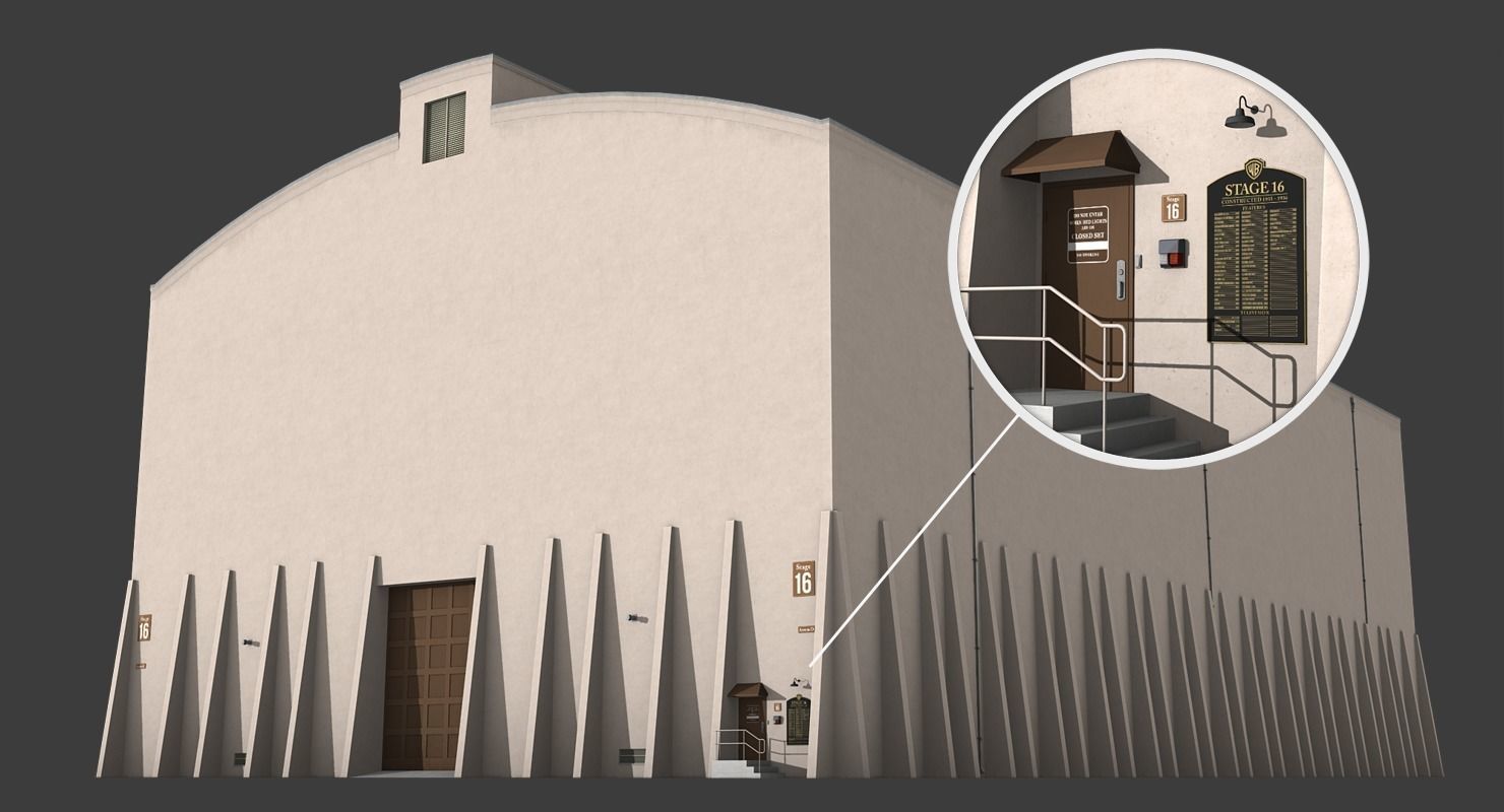 Warner Brothers Sound Stage Building Low-poly 3D model_7