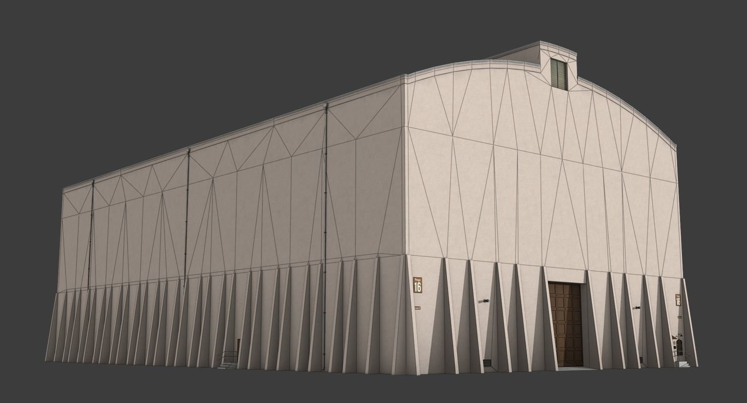 Warner Brothers Sound Stage Building Low-poly 3D model_4