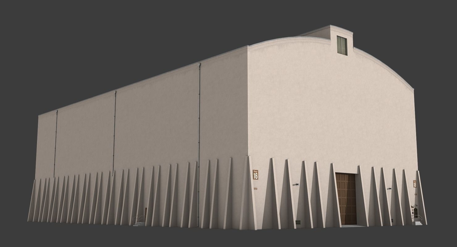 Warner Brothers Sound Stage Building Low-poly 3D model_3