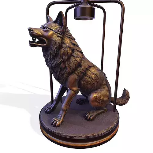 Wolf Sculpture Lamp  PBR Decorative Functional 3D Model