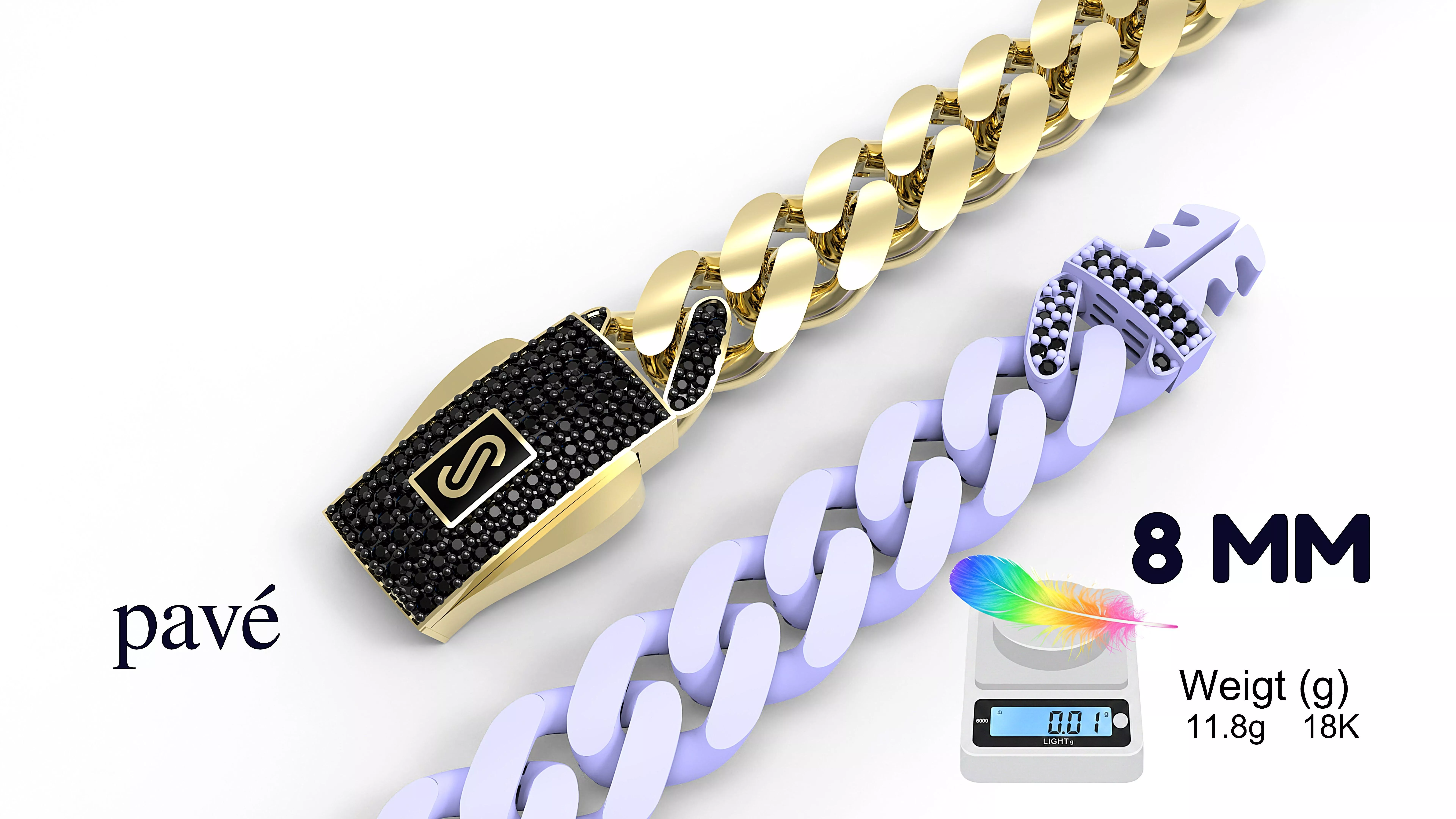 MONACOCHAIN-BRACELET-8MM-pave 3D print model