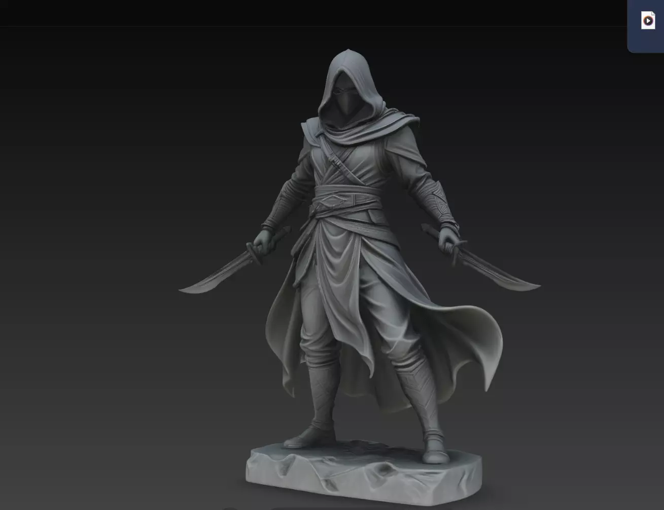 Duskwraith Hooded Blade Raider Statue STL 3D Print Model 3D print model