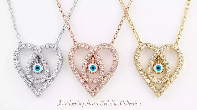  Heart Evil Eye Pendant - Jewelry CAD Design for Casting