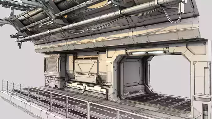 Sci-Fi Hall environment builder design economic version 3D model