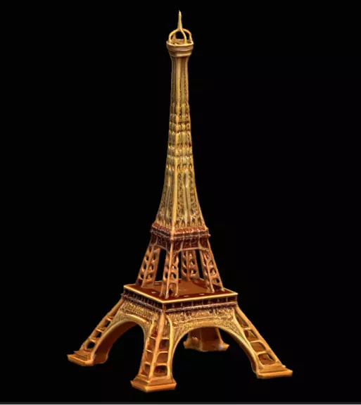 Stylized Golden Eiffel Tower Organic Art Decor 3D print model