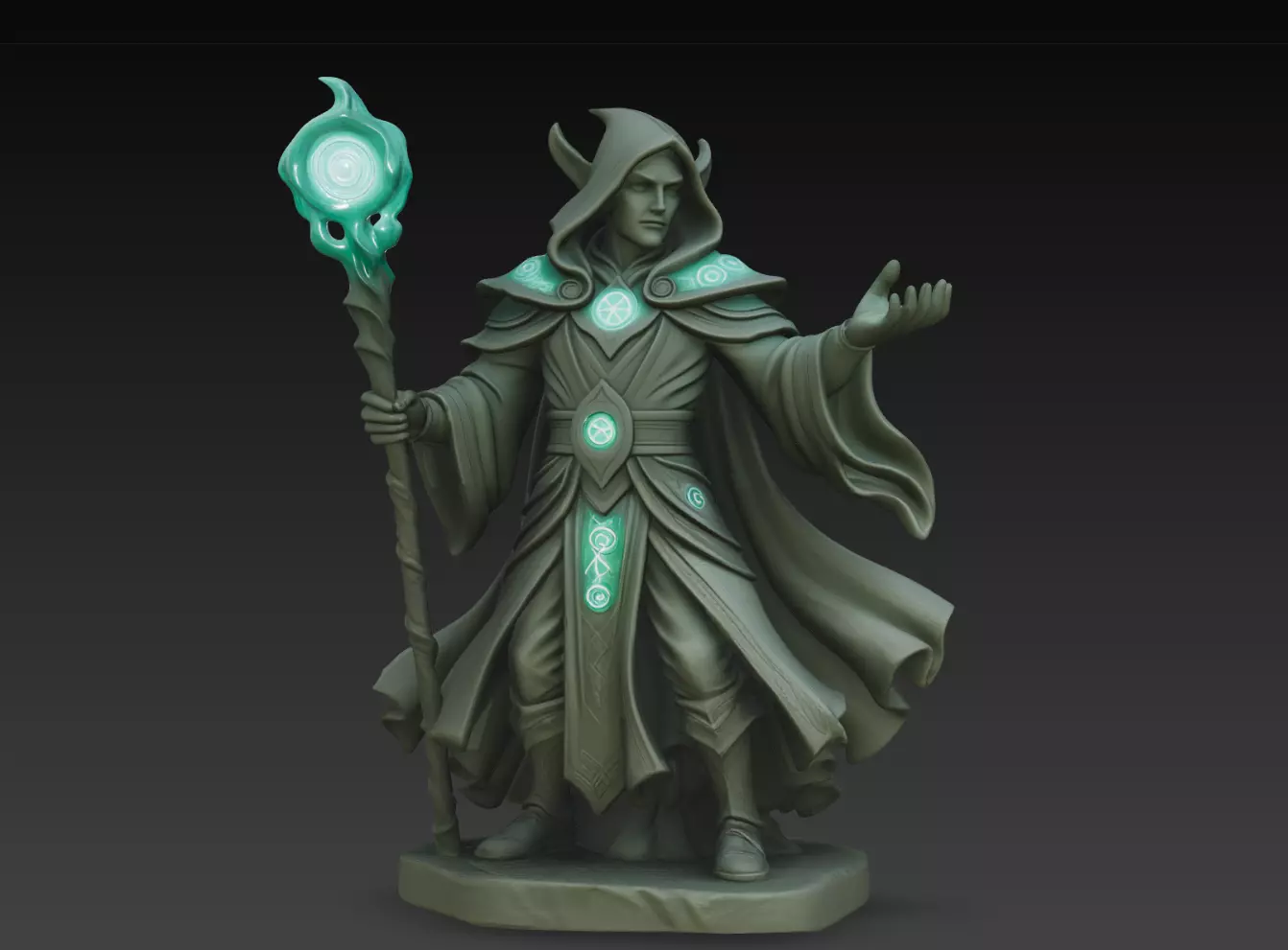 Arcane Shadow Mage STL Fantasy Wizard Character 3D print model