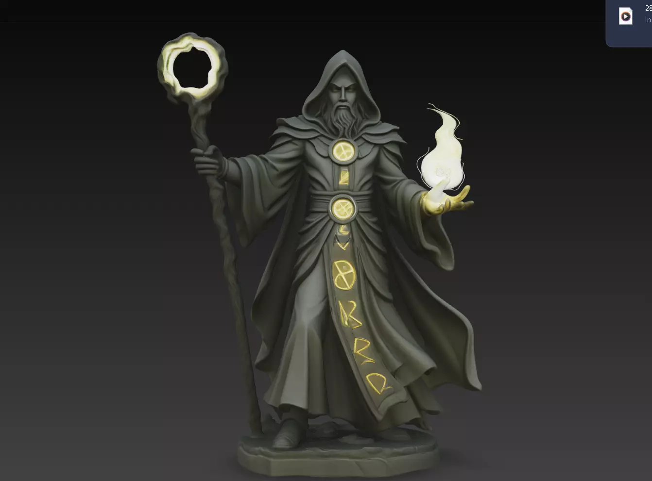 Elder Rune Wizard STL Dark Fantasy Sorcerer 3D print model
