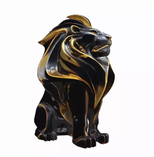 Luxurious Black and Gold Lion Statue 3D print model
