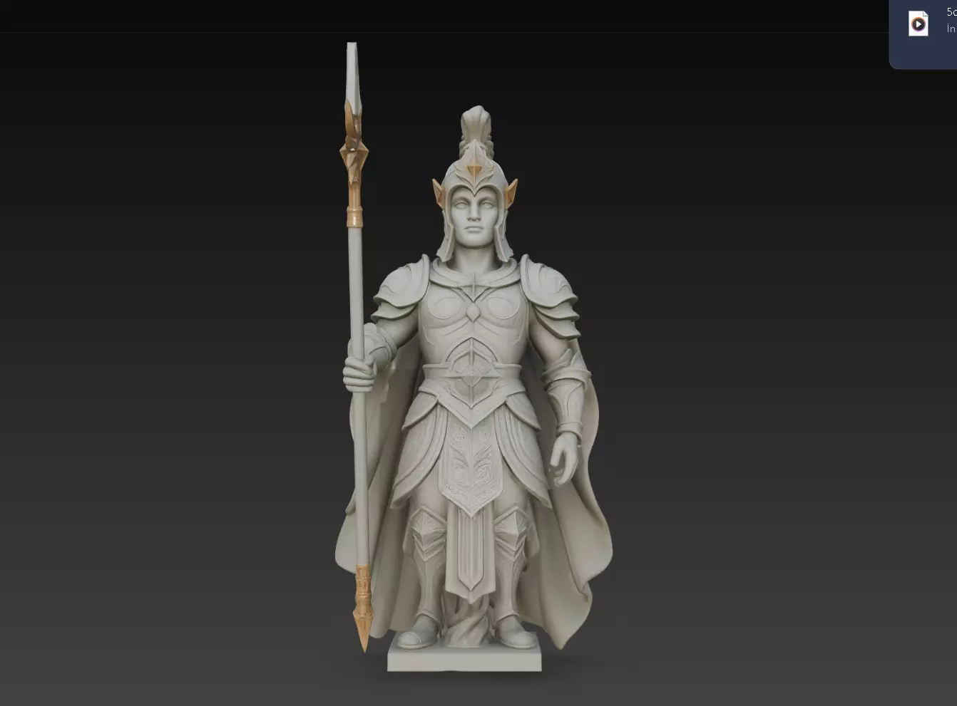 Elven Spear Guardian Statue STL Fantasy Warrior 3D print model