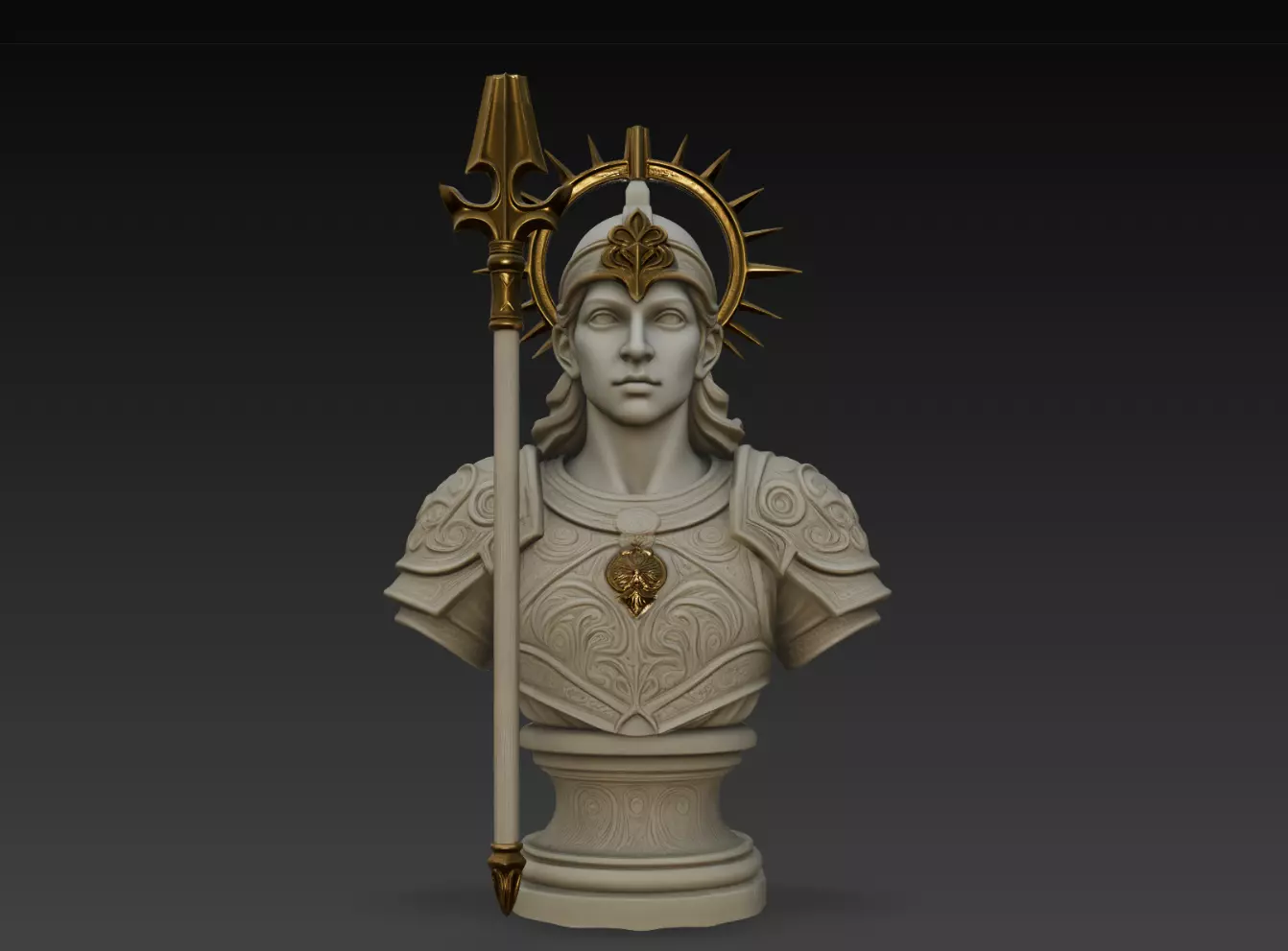 Celestial Knight Bust STL Holy Fantasy Sculpture 3D print model