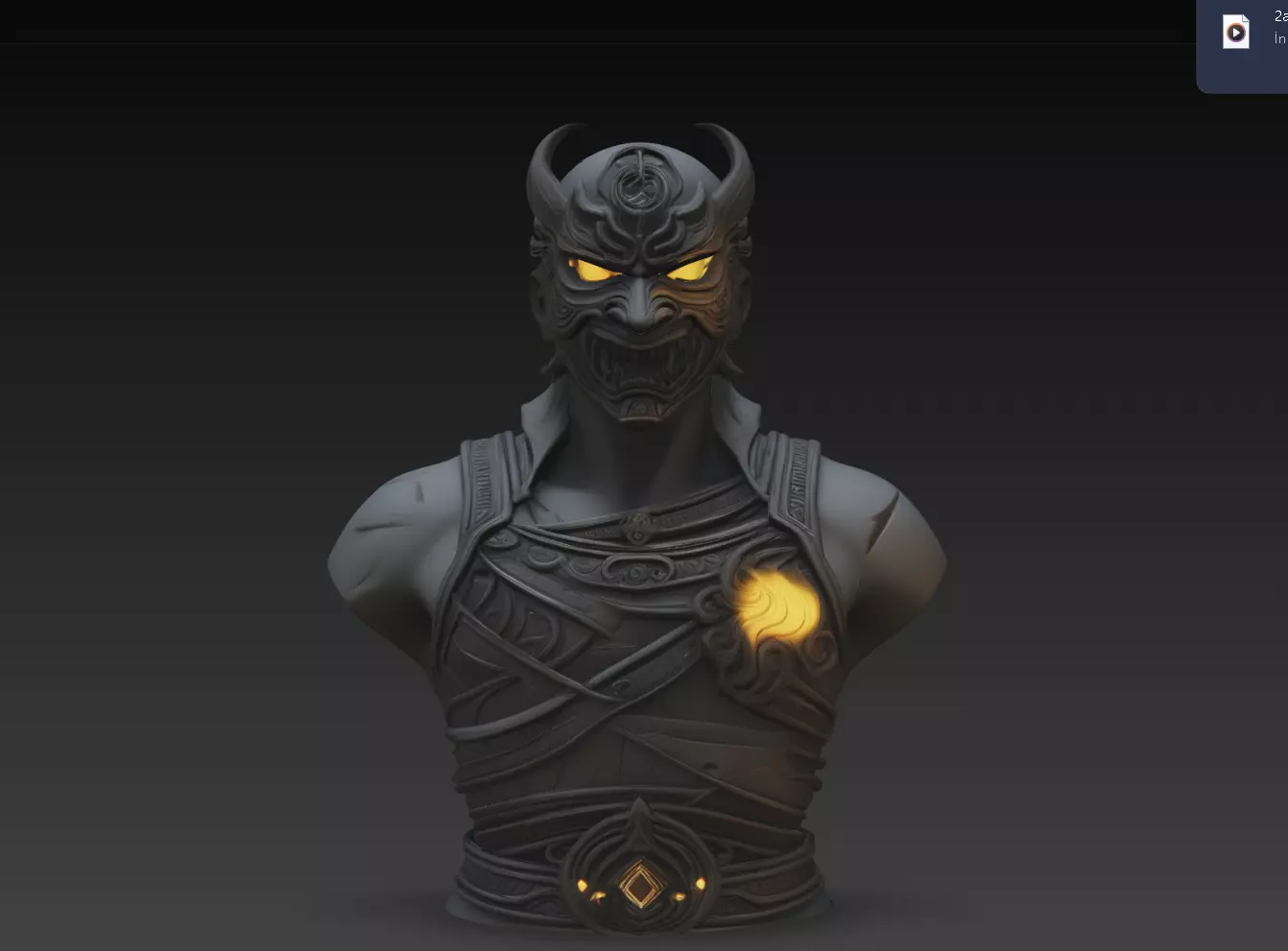Infernal Oni Warrior Bust STL Dark Fantasy Sculpture 3D print model