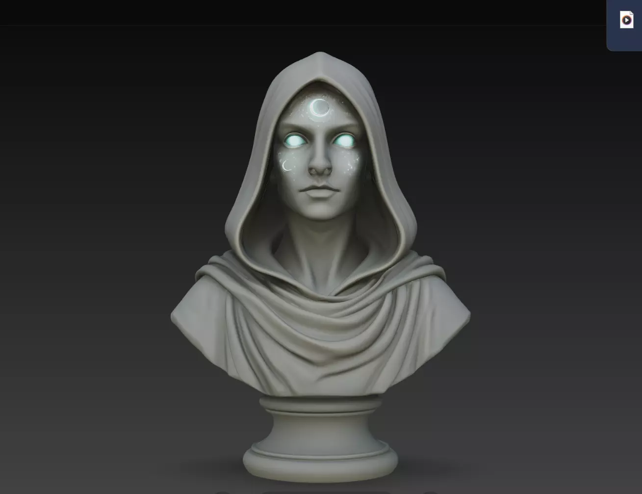 Moon Priestess Bust STL Mystical Fantasy 3D print model