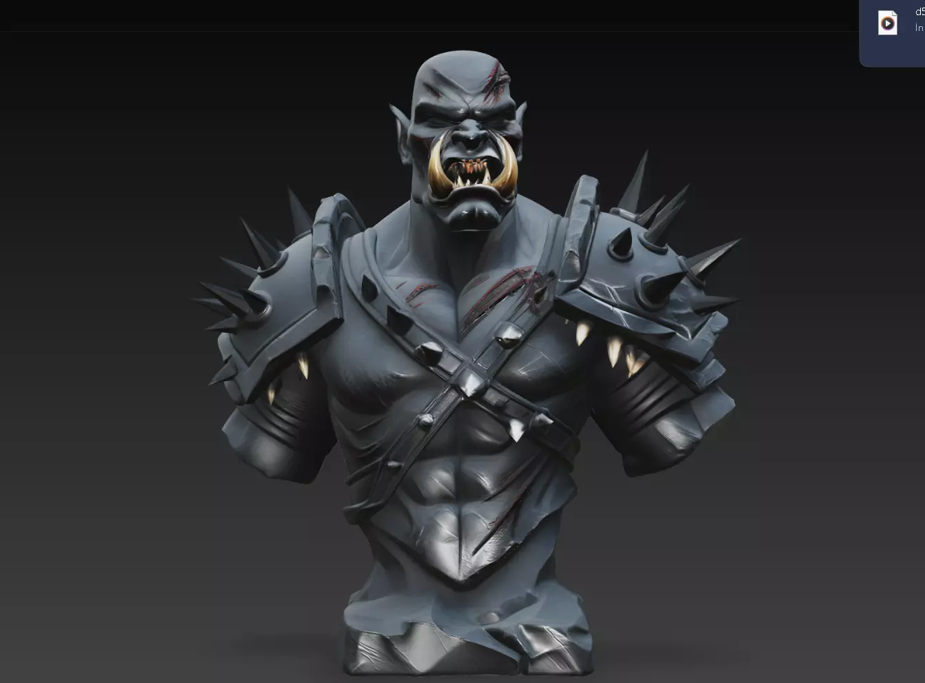 Bloodtusk Orc Gladiator Bust STL Fantasy Model 3D print model