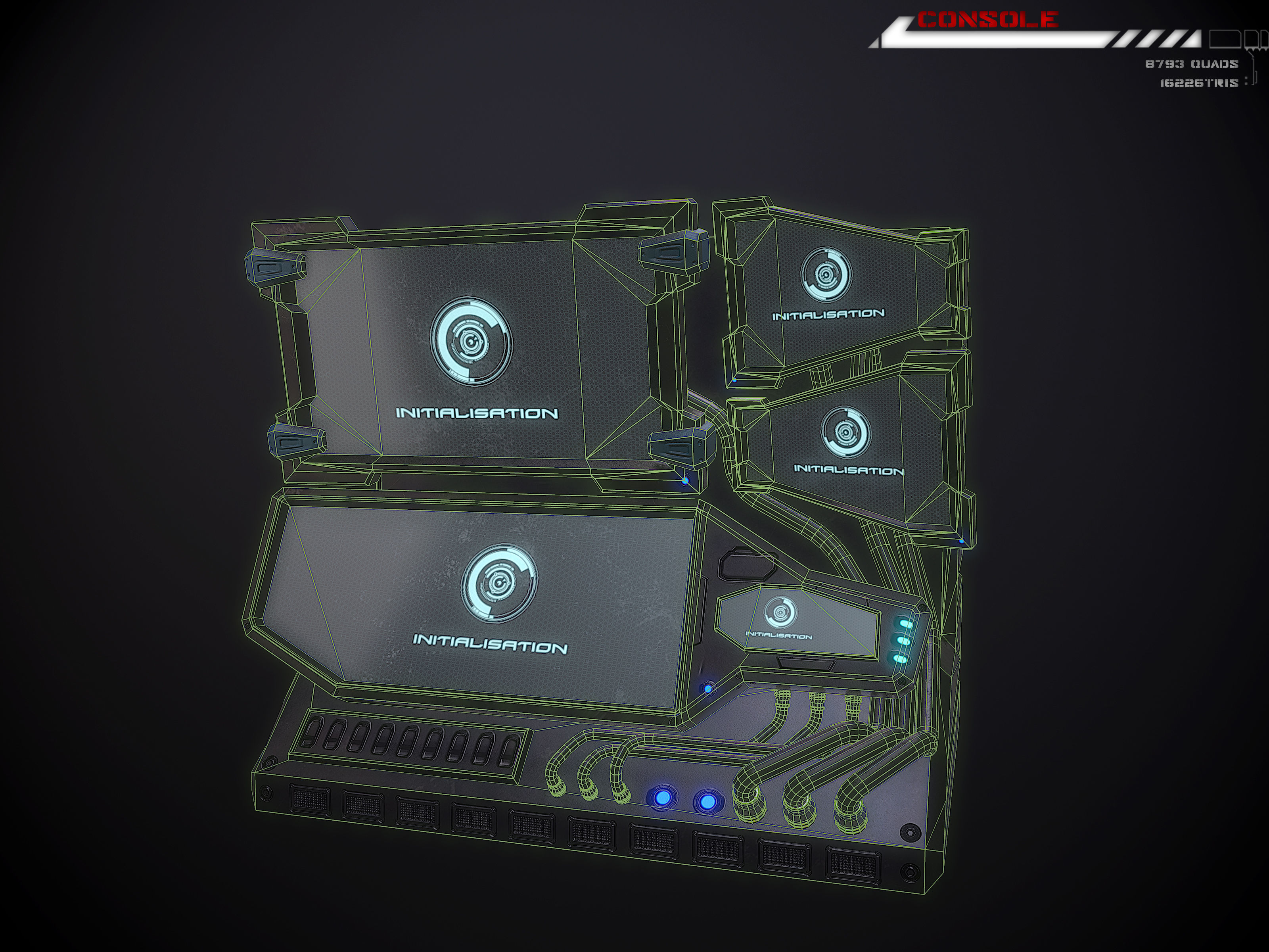 Console Terminal Low-poly 3D model_2