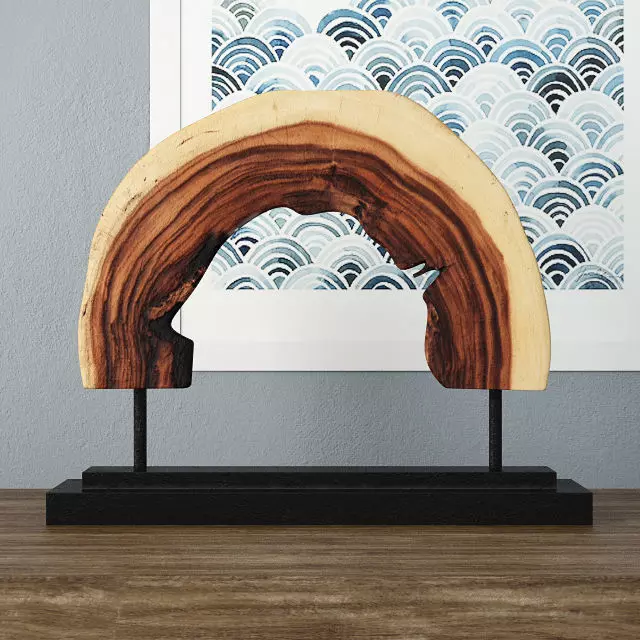 Wooden Decoration on Stand 3D model_0