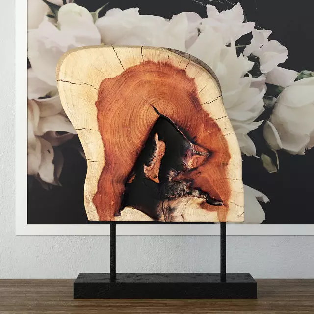 Wooden Decoration on Stand 3D model_0
