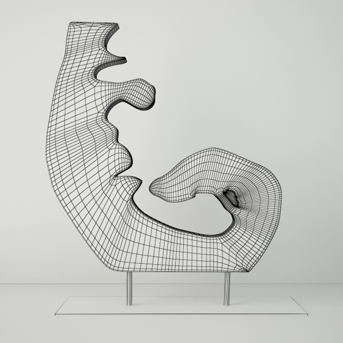 Wooden Decoration on Stand 3D model_2