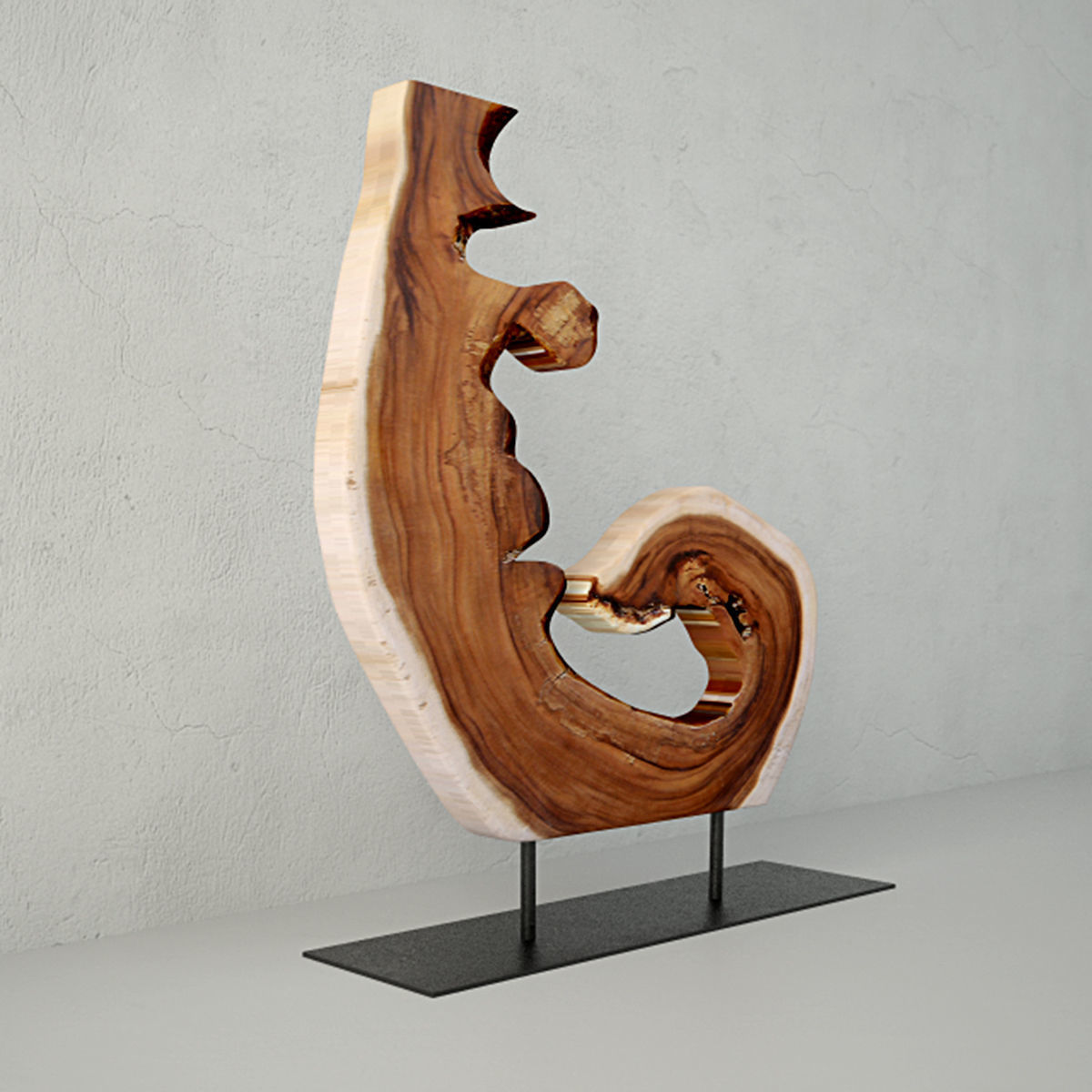 Wooden Decoration on Stand 3D model_3