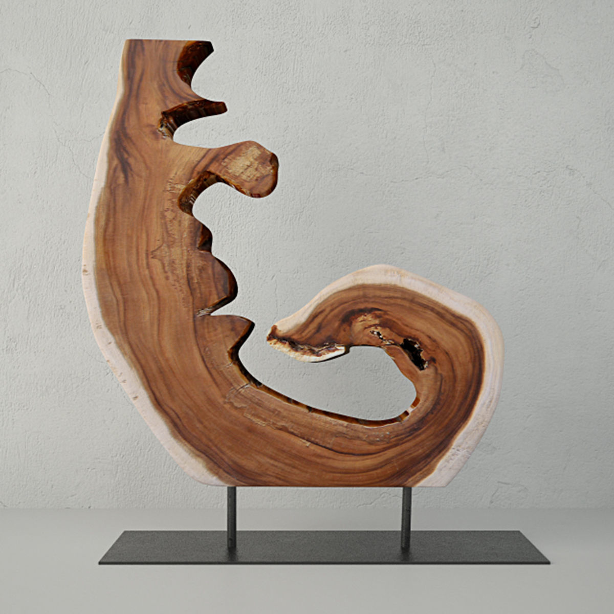 Wooden Decoration on Stand 3D model_1