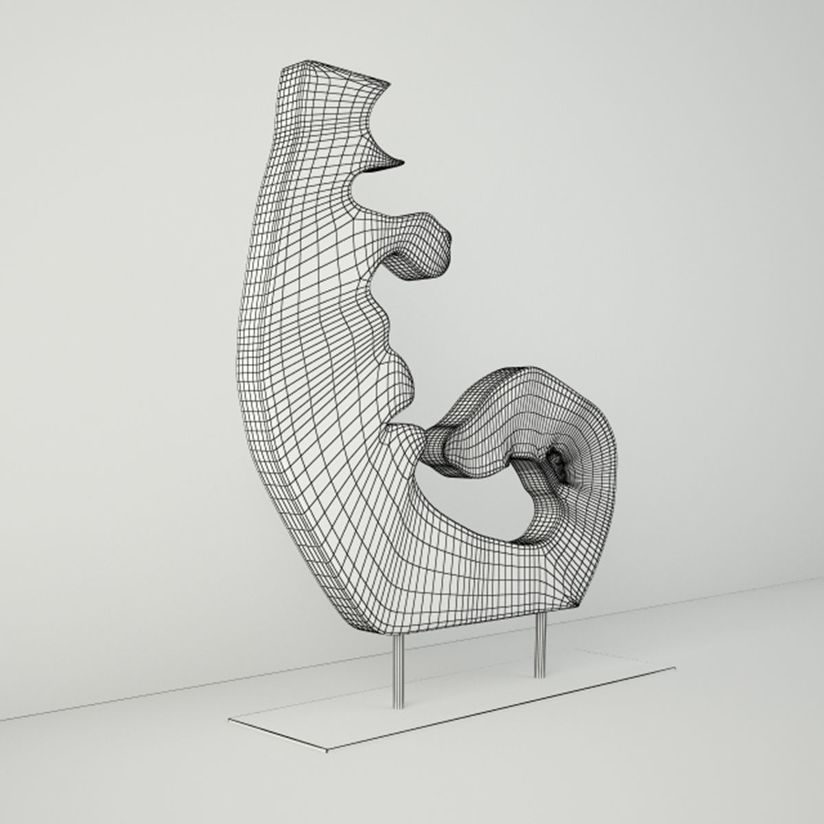 Wooden Decoration on Stand 3D model_4