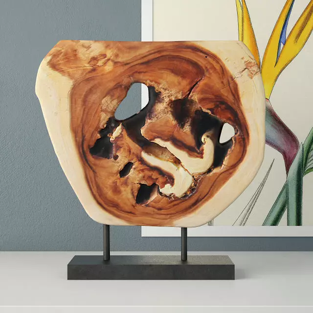 Wooden Decoration on Stand 3D model_0