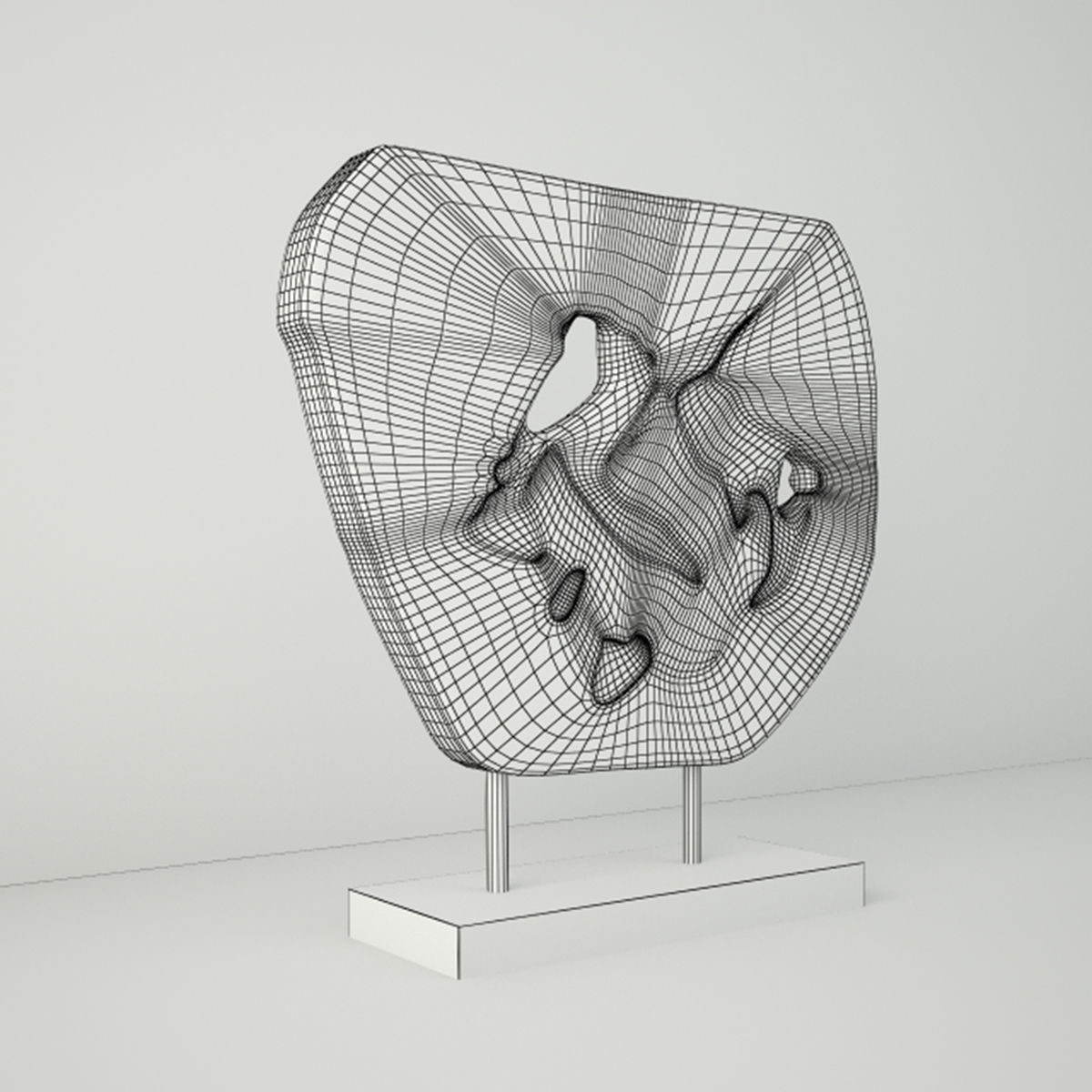 Wooden Decoration on Stand 3D model_4