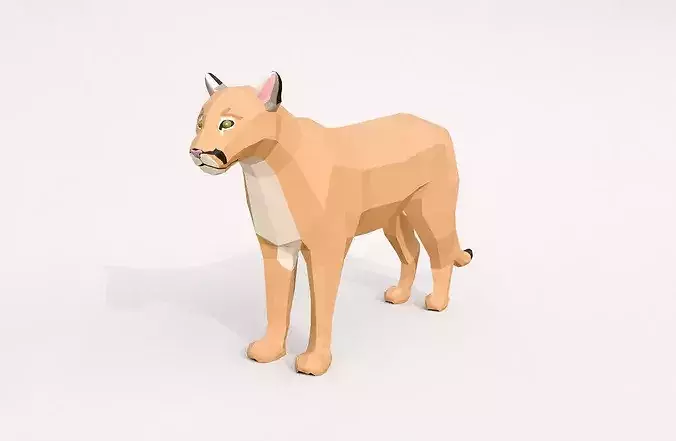 Puma Cougar modelo 3D low poly rigged