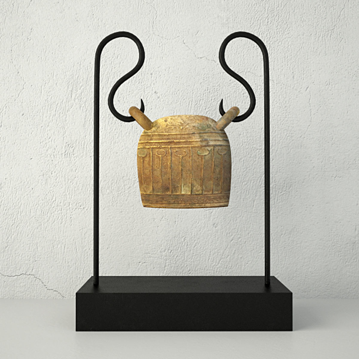 19th Century Burmese Bronze Bell 3D model_1