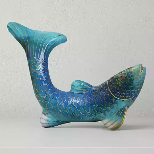 Cloisonne Koi Fish with Garnet Eyes