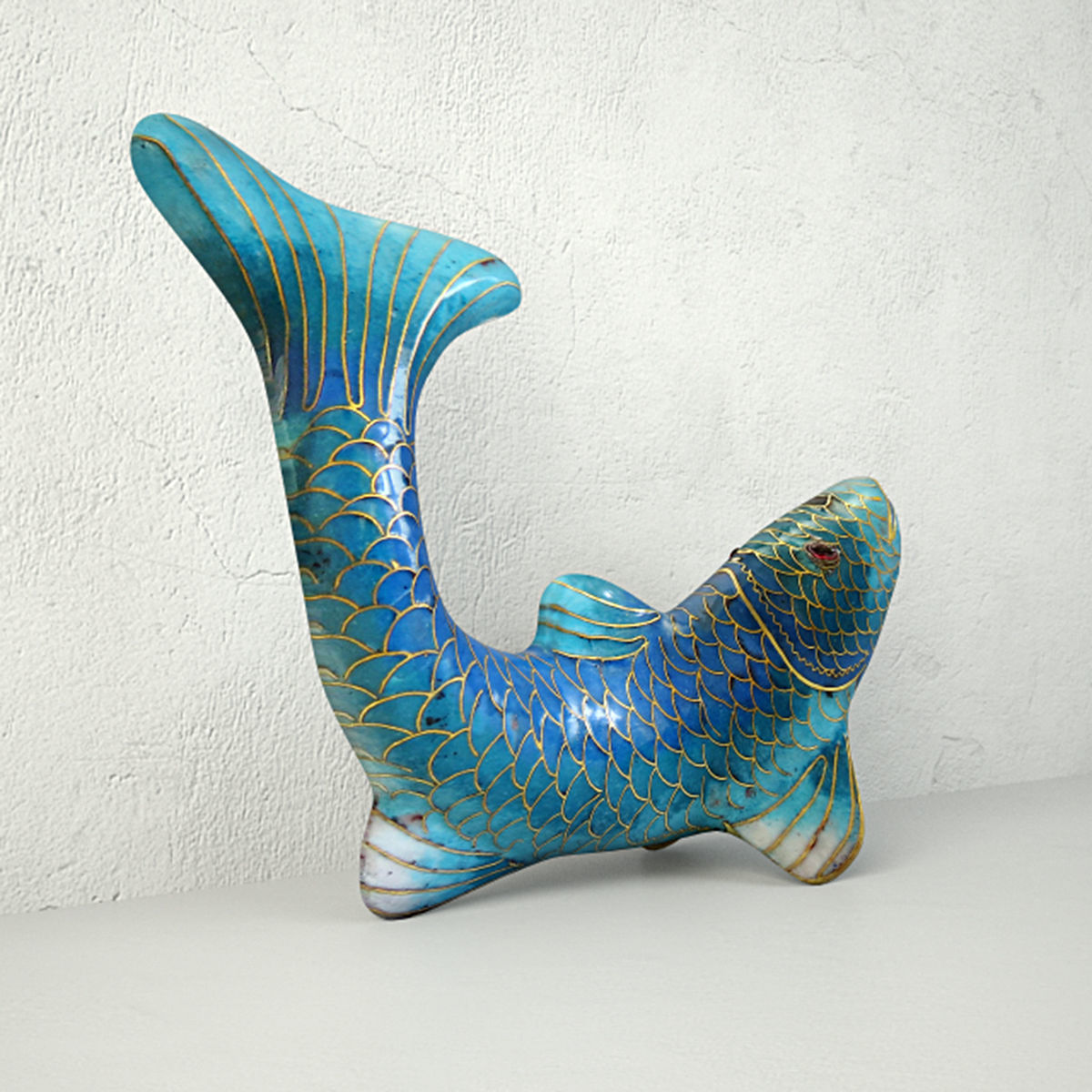 Cloisonne Koi Fish with Garnet Eyes 3D model_3