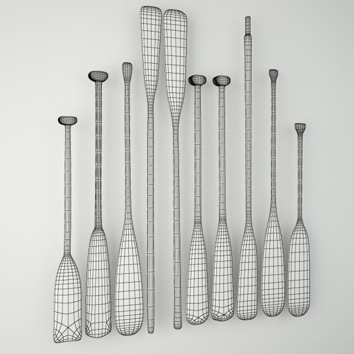 Wooden Oars 3D model_2